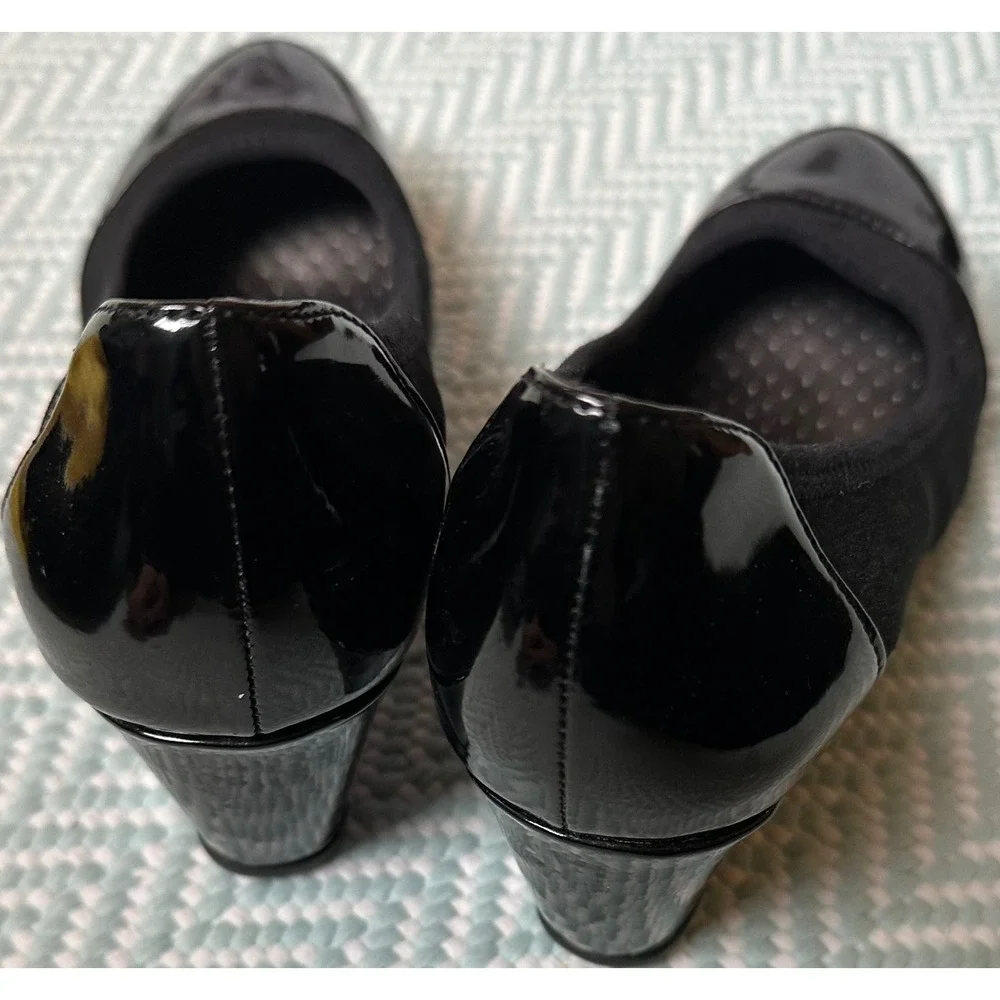 LifeStride Wedge Heels Black Patent Comfort‎ Shoes Womens Size 8M